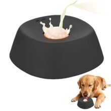 Slow-Feeder-Hundenapf Leckschale mit integrierter Rollkugel, Anti-Rutsch-Boden, Kunststoff, für Knochenbrühe und Joghurt Black