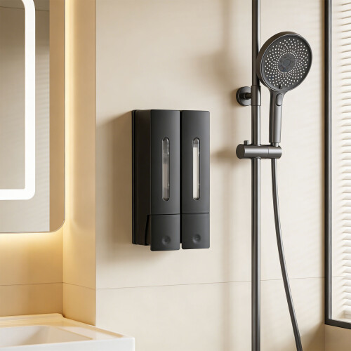 2 Pcs Modern Bathroom Soap Dispenser Wall Mounted For-Grey 2