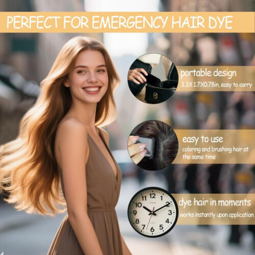 Brown Hair Dye Stick for Gray Coverage with BuiltIn Comb, Waterproof Root Touch Up 2PCS 2