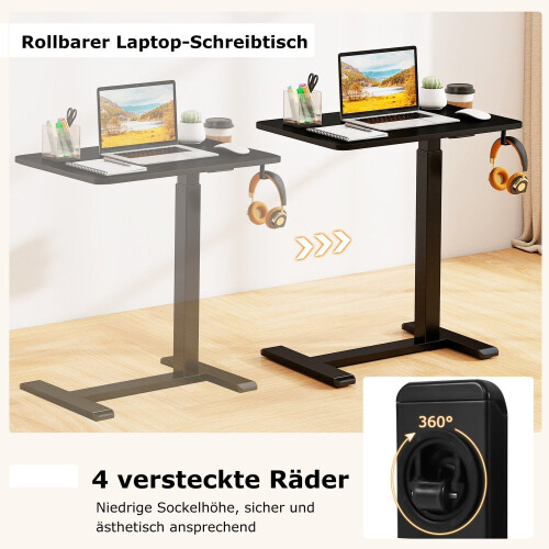 Justerbart oversengsbord med kopholder og kroge, sort 2