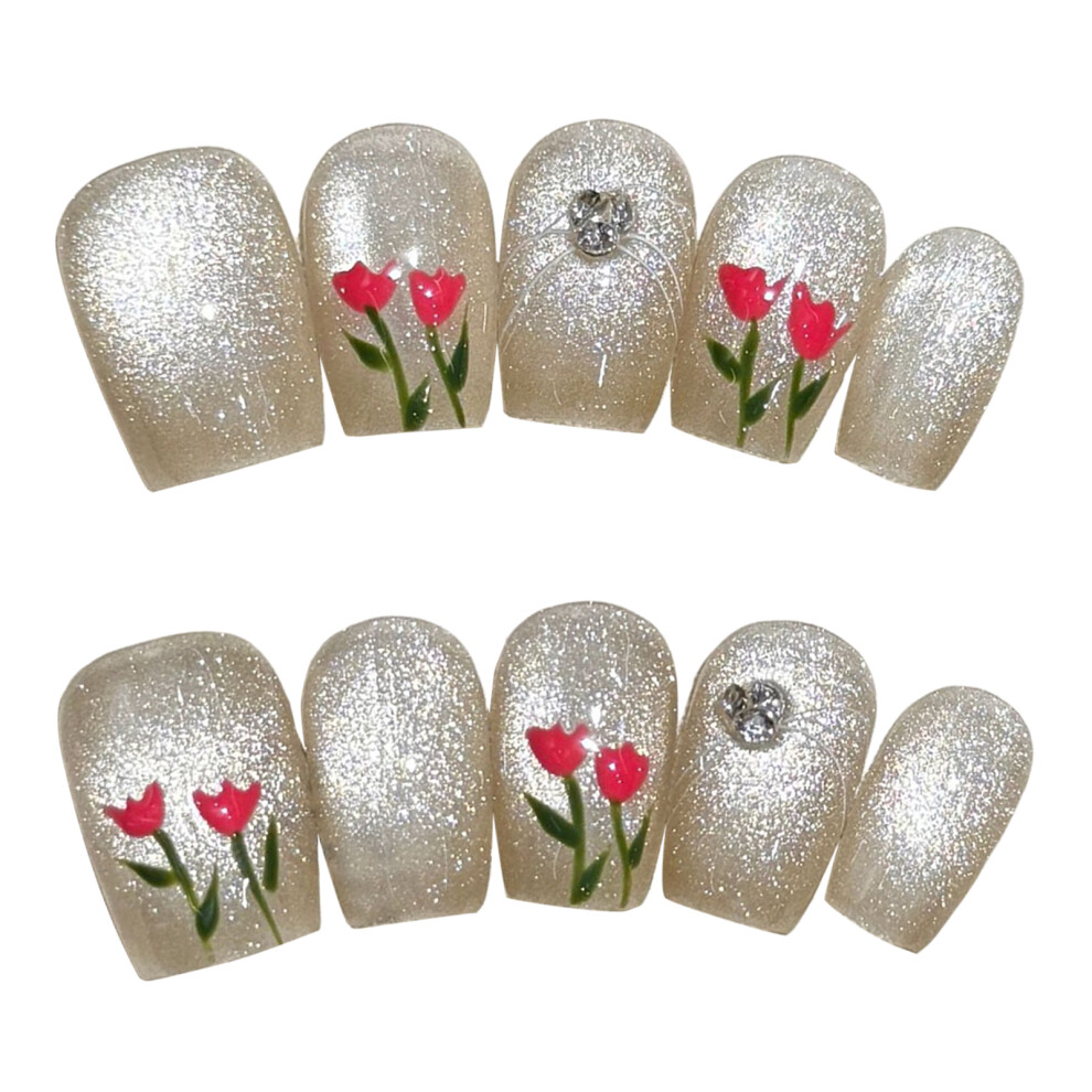 Reach-Tools (Xs) 10Pcs Glossy Cat Eye False Nails Diy Kit