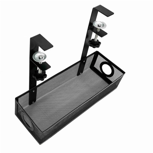 2X Under Desk Cable Management Box Tray Under Desk Wire Management Box Clamp Under Table Cord Management Organizer 2
