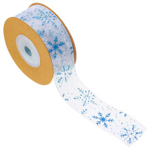 1Rol Sneeuwvlok Cadeau Lint , Perfect Voor Kerst Geschenk Decor