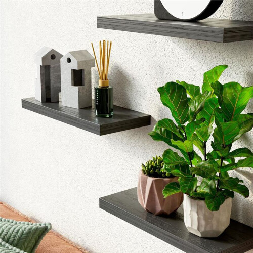 Prateleiras Flutuantes para Parede, Prateleira de Parede Madeira 16 Polegadas para Decoração/Armazenamento/Exibição de Ambientes, para Quarto, 2