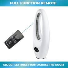 Bladeless Tower Fan Remote Control Oscillating 3 Speed 9H Timer Quiet Home Office Bedroom