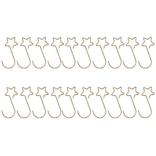 (Gold) Star Hooks for Christmas Tree Balls Decor 20 Pack Bright Red Star Shaped 1