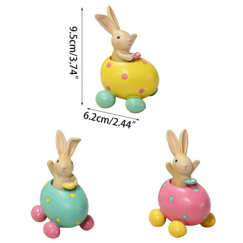 (Rabbit sitting in a) Easter Spring Rabbit Resin Figurine Sitting on Eggshell Table Decor 1