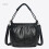(Black) Vintage Soft Shoulder Bag, Large Capacity, Zipper 9