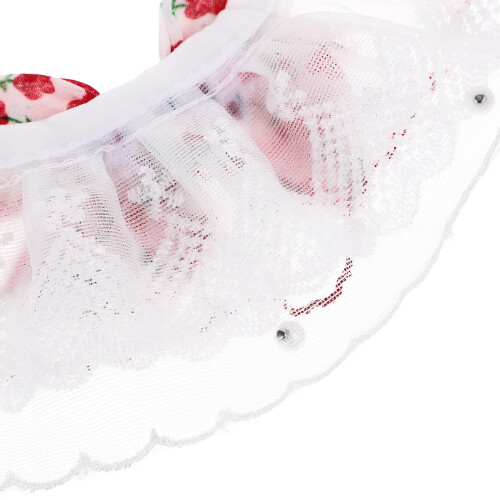 1Wit Polyester Kattenhalsband Met Decoratieve Kant En Strik