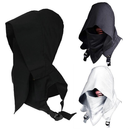 (Black) Cappello con cappuccio da cavaliere ladro celtico medievale per Halloween e cosplay. 1