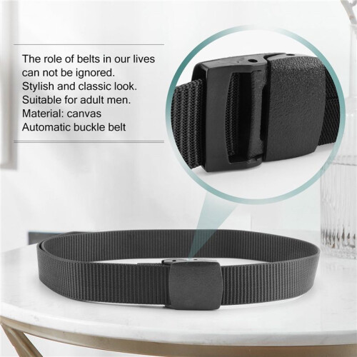 Wild Men'S Canvas Belt Metal Free Plastic Automatic Buckle 2