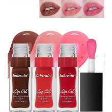 (Color 4-5-6) Glowing Renewal Lip Oil 3pcs Tinted Plumping Lip Oil Gloss, Long Lasting Hydrating Non Sticky Glow Fat Lip Care Oil For Women Lip Stain