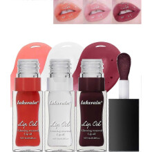 (Color 1-2-3) Glowing Renewal Lip Oil 3pcs Tinted Plumping Lip Oil Gloss, Long Lasting Hydrating Non Sticky Glow Fat Lip Care Oil For Women Lip Stain