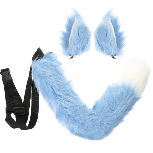 1Set Blauwe Vosstaart Haarclip Set Verkleedfeest Decor