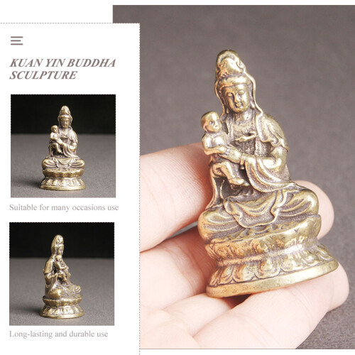 Mini Vintage Messing Avalokitesvara Standbeeld Voor Desktop Decor 2