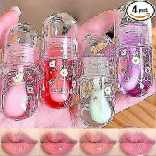 4pcs Lip Gloss Oil Set, Lip Oil Set Lip Gloss Lip Gloss Jelly Moisturizing for Kids And Teenagers, Birthday Gift