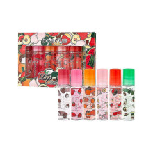 Set of 6-Piece Moisturizing Roll-On Lip Gloss Fruit-Flavored Hydrating Lip Stain Transparent Oil Nourishing and Shiny Lip Care Gentle Form