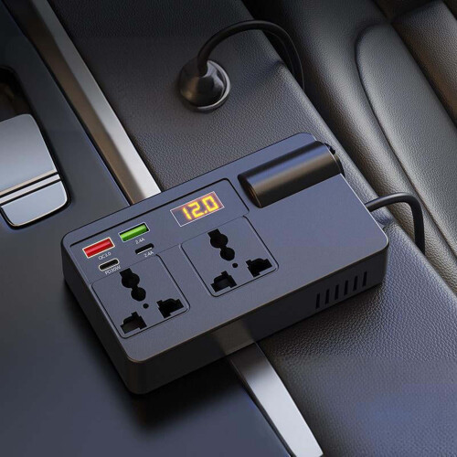 车载逆变器 12V-24V转220V 带数字屏 双USB+AC接口