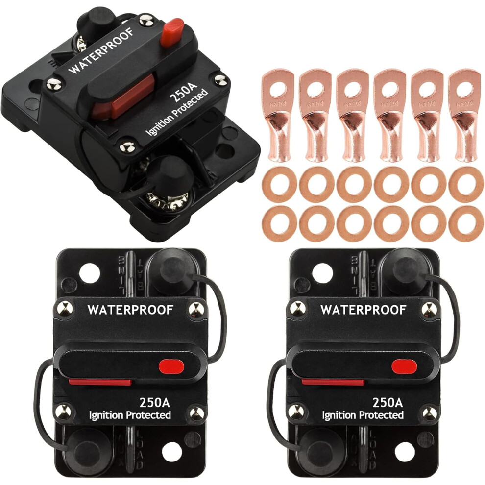 250A Manual Reset Circuit Breaker For Car Audio 12V-48V Dc 9122141215592