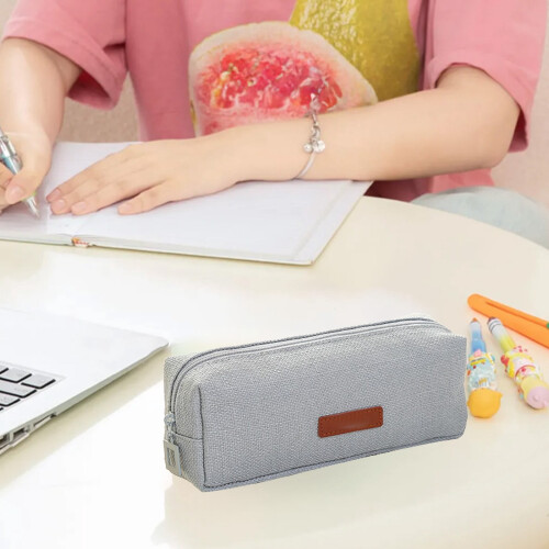 Estojo de linho para lápis com compartimento para moedas, ideal para adolescentes. 1
