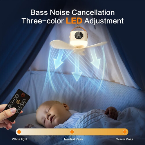 Rechargeable Remote Control Hanging Fan USB Night Light Small Quiet Bedside Fan 1