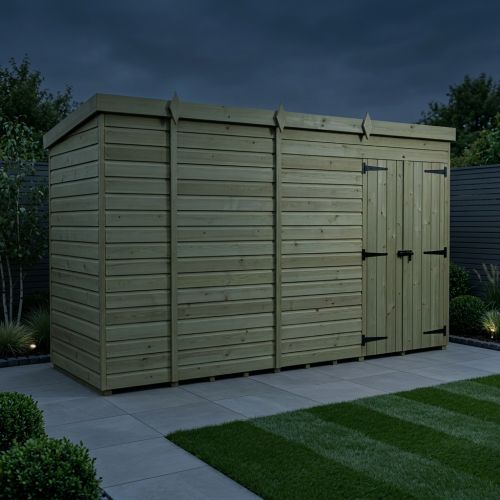 14 x 5 Pent Shed Tanalised (Double Door, No Windows) 2
