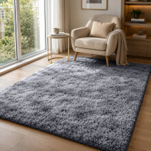 (140x200cm-Small Area Rug, Grey) Shaggy Rug-Non Slip Faux Fur Extra Large Area Rugs for Livingroom Bedroom Carpet