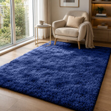 (140x200cm-Small Area Rug, Navy) Shaggy Rug-Non Slip Faux Fur Extra Large Area Rugs for Livingroom Bedroom Carpet