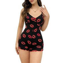 Combinaison d'été pour femmes, vêtements de nuit,-Noir XL