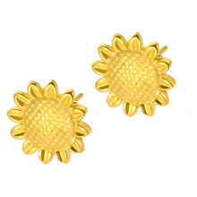 Handmade Sunflower Themed Studs Earrings Ear Accessories-Gold