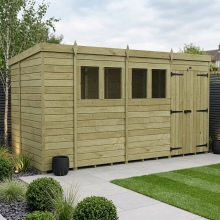 14 x 5 Pent Shed Tanalised (Double Door, With Windows)