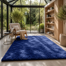 (160x230cm Living Room Rug, Navy) Shaggy Rug-Non Slip Faux Fur Extra Large Area Rugs for Livingroom Bedroom Carpet