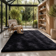 (160x230cm Living Room Rug, Black) Shaggy Rug-Non Slip Faux Fur Extra Large Area Rugs for Livingroom Bedroom Carpet