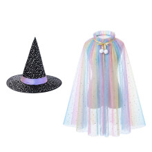 2pcs Wizard Costume for Kids,Witch Cape and Wizard Hat,Halloween