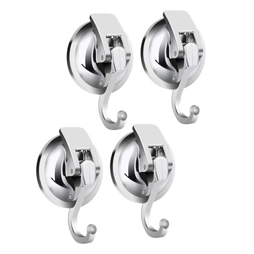 Heavy Duty Vacuum Suction Cup Hooks (4 Pack) for Kitchen Bathroom Restroom Organization
