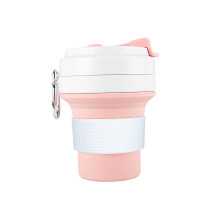 (Pink) Collapsible Cup Silicone Cup Folding for Hot and Cold Drinks Beach Pink