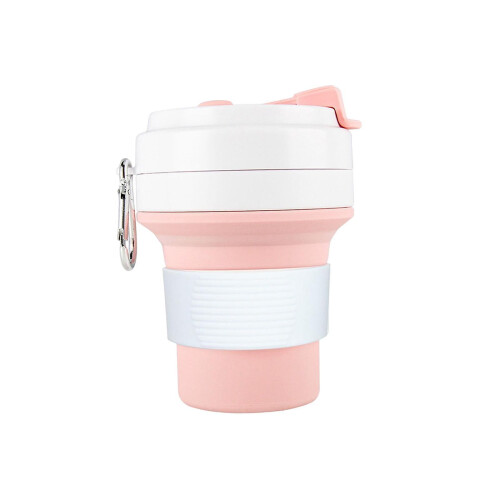 (Pink) Collapsible Cup Silicone Cup Folding for Hot and Cold Drinks Beach Pink