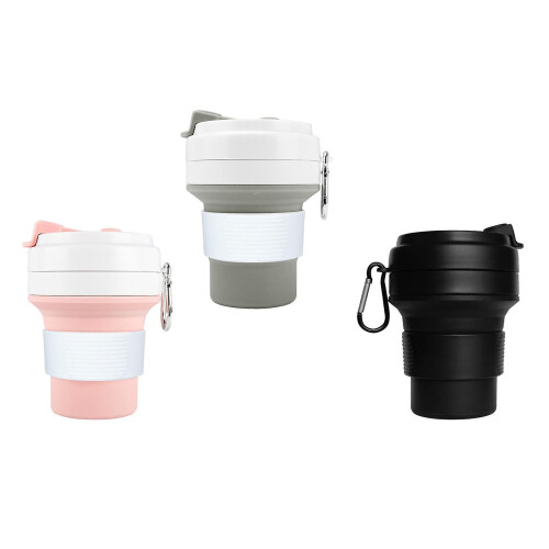 (Pink) Collapsible Cup Silicone Cup Folding for Hot and Cold Drinks Beach Pink 2