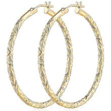 Gold Hoop Earrings 14K Gold Hoop Earrings for Women Large 14K Earring Hoops Interlaced Engraving Design Womens Earring Hoops 35/40mm Ref: 3446