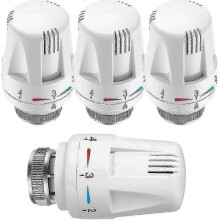 New Thermostatic Head Set (4 pieces) for Standard M30 x 1.5 Radiator - Temperature Control, White