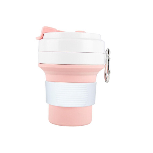 Collapsible Cup Silicone Cup Folding for Hot and Cold Drinks Beach Pink 1