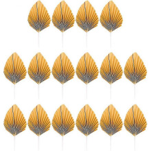 16pcs Folding Fan Cake Topper Anniversary Cake Decor Decorative Leaf Toppers