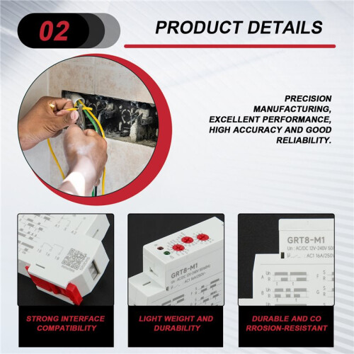 GEYA GRT8-M1  Off  Delay Relay 16A AC/DC12V-240V Multifunction Din Rail Automatic Timer Relay 2