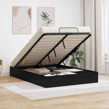 vidaXL Ottoman Bed Frame Black Oak 193 x 120 x 25 cm Engineered Wood