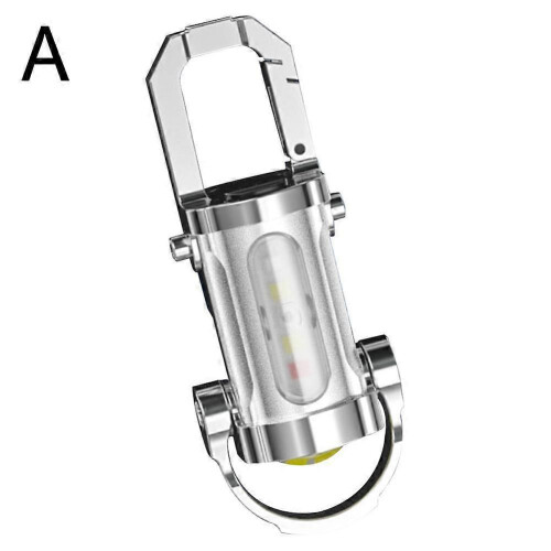 (A) Mini LED COB Flashlight USB Rechargeable Torch Keychain Lamp Portable Pocket 1