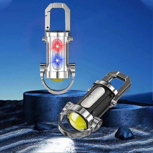 (A) Mini LED COB Flashlight USB Rechargeable Torch Keychain Lamp Portable Pocket 2