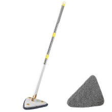 (1 Cloth Included, White) 360 Rotatable Adjustable Cleaning Mop Wet Dry Dual Use Triangle Free Hand Wash Mop For Cleaning Floor Wall
