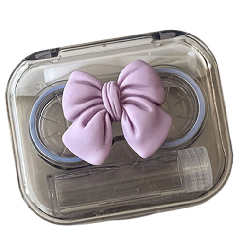 Mode BowKnot Decors Contacten Lenscontainerdoos met-Paars