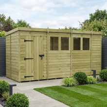 14 x 5 Pent Shed Tanalised (Single Door, With Windows)