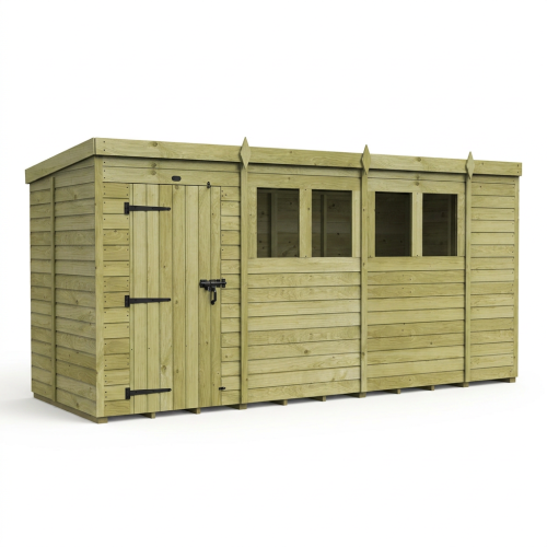 14 x 5 Pent Shed Tanalised (Single Door, With Windows) 1